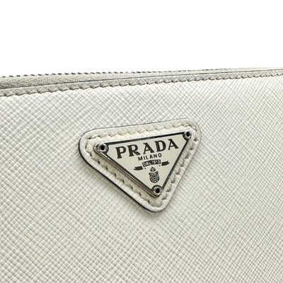 PRADA 프라다 Saffiano lux Triangle logo Saffianorax 가방 가방 가방 Saffiano 가죽 화이트 비앙코 실버 하드웨어 핸드백