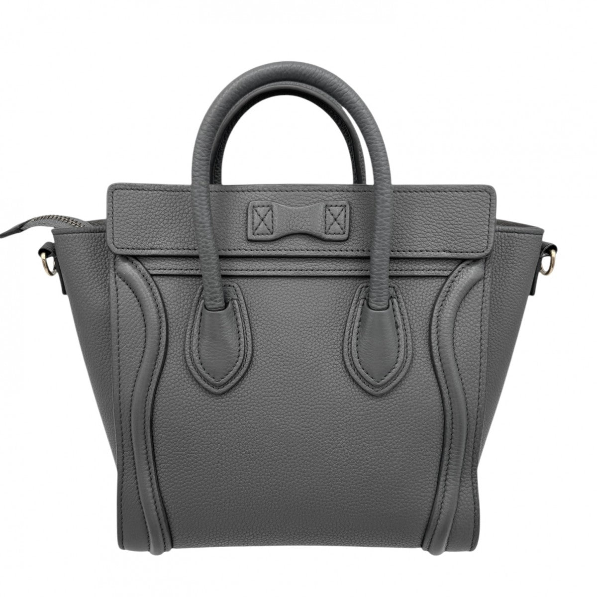 CELINE CELINE Luggage nano Nano luggage Luggage nano Bag, Tote Bag, Shoulder Bag, Drumped Calfskin, Gray, Gold Metal Fittings