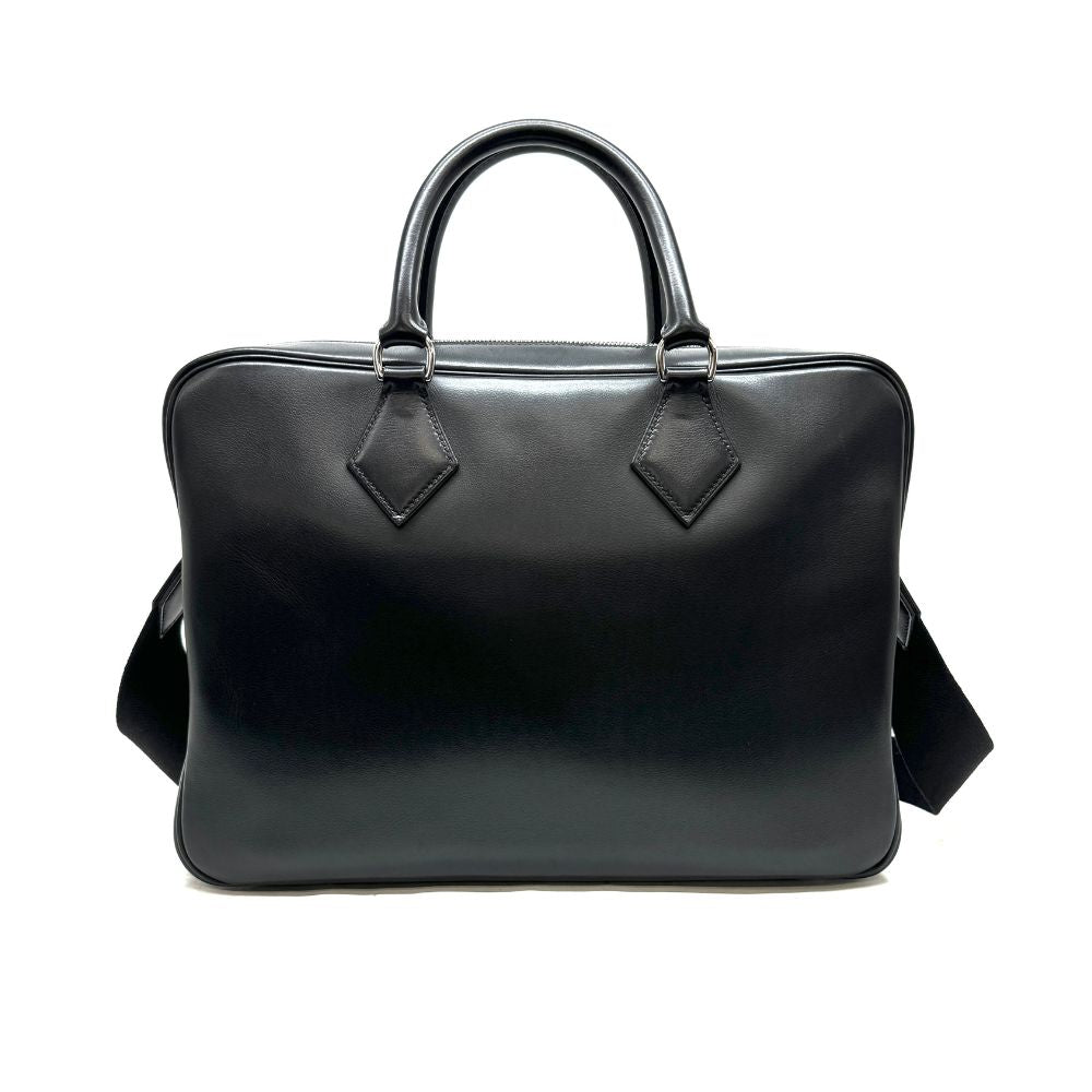 HERMES HERMES Plume strap Plume strap Bag Business Bag Briefcase Evergrain Noir Black Silver Hardware Handbag Shoulder Bag