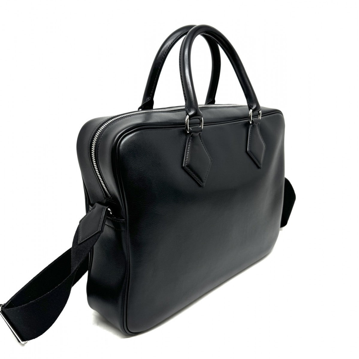 HERMES HERMES Plume strap Plume strap Bag Business Bag Briefcase Evergrain Noir Black Silver Hardware Handbag Shoulder Bag