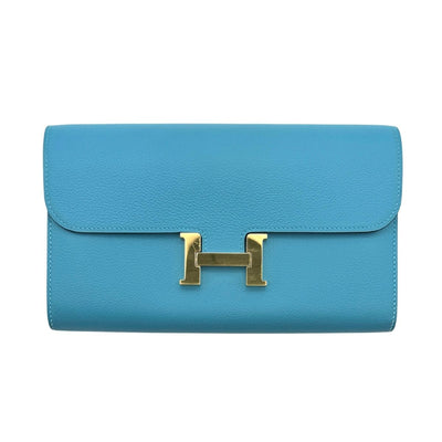 HERMES HERMES Constance long Constance long Wallet Long Wallet Long Wallet Ever Color Blue Knoll Blue Gold Metalware