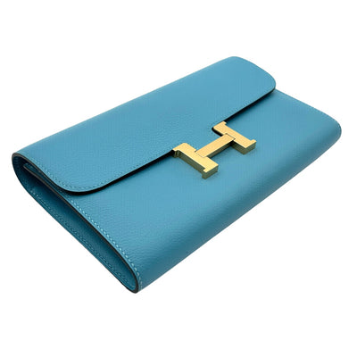 HERMES HERMES Constance long Constance long Wallet Long Wallet Long Wallet Ever Color Blue Knoll Blue Gold Metalware