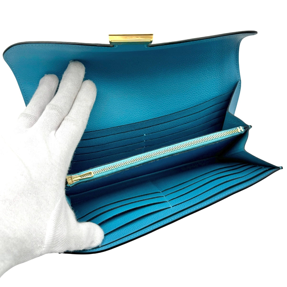 HERMES HERMES Constance long Constance long Wallet Long Wallet Long Wallet Ever Color Blue Knoll Blue Gold Metalware