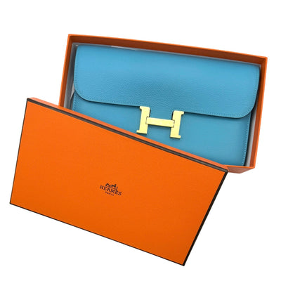 HERMES HERMES Constance long Constance long Wallet Long Wallet Long Wallet Ever Color Blue Knoll Blue Gold Metalware