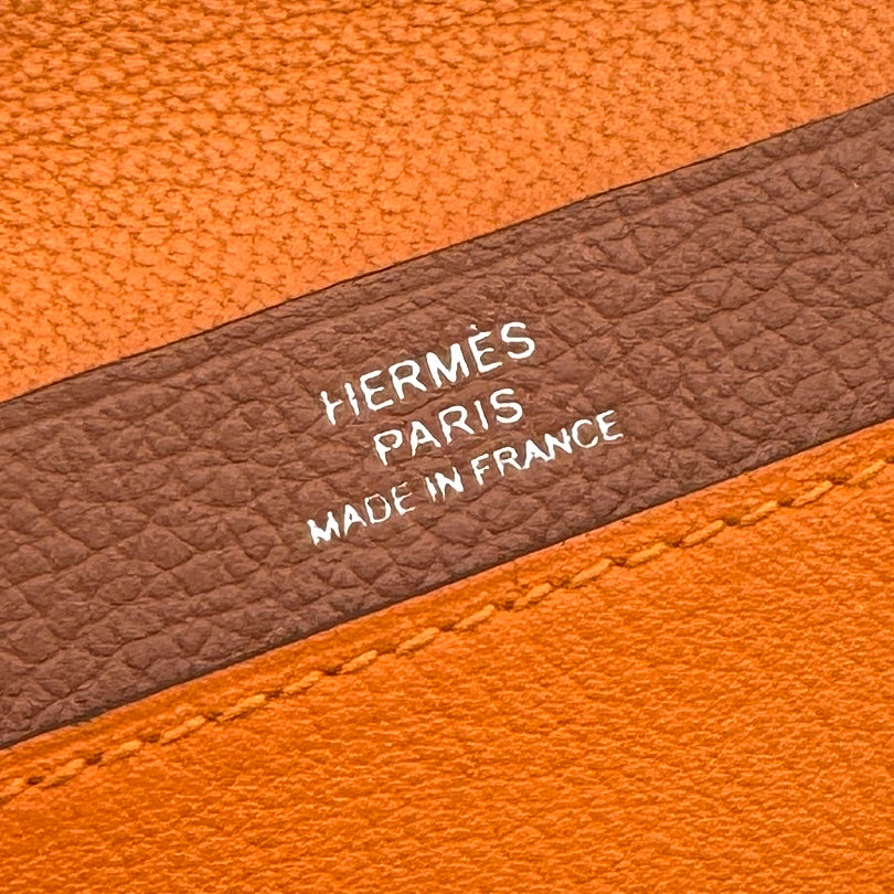 エルメス HERMES RMS カードケース カード入れ パスケース エバーカラー オレンジ ブラウン ラッカーシルバー金具 エヴァーカラー