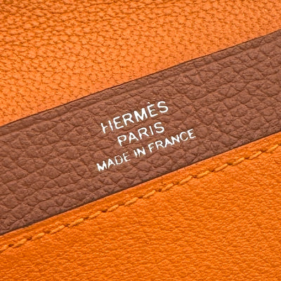 HERMES 헤르메스 RMS 카드 케이스, 카드 소지자, 패스 케이스, 에버 컬러, 오렌지, 브라운, 래커 실버 하드웨어, 에버 컬러