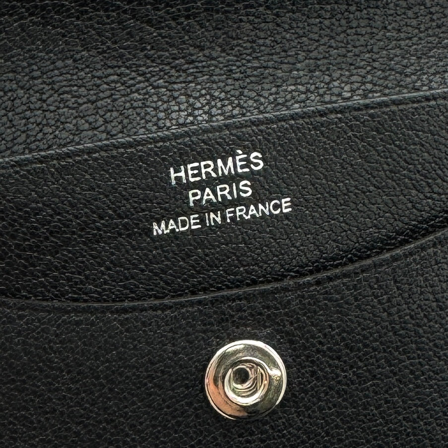 エルメス HERMES イリアード 財布 二つ折り財布 ミニ財布 ミニウォレット ギャロップ ドゥ シェブルミゾル ノワール ブラック 黒 シルバー金具