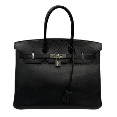 HERMES 헤르메스 Birkin 35 Birkin 35 가방, 토트 백, Vacherierger 누아르, 검은 색, 은색 피팅