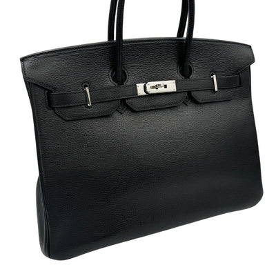 HERMES 헤르메스 Birkin 35 Birkin 35 가방, 토트 백, Vacherierger 누아르, 검은 색, 은색 피팅