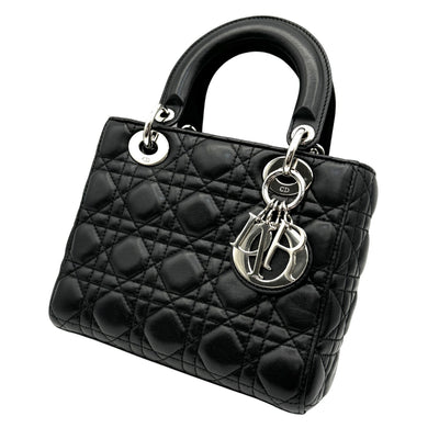 クリスチャンディオール CHRISTIAN DIOR レディディオール スモール LADY DIOR MY ABCDIOR MYABC カナージュバッグ バッグ トートバッグ ショルダーバッグ ラムスキン ブラック 黒 シルバー金具