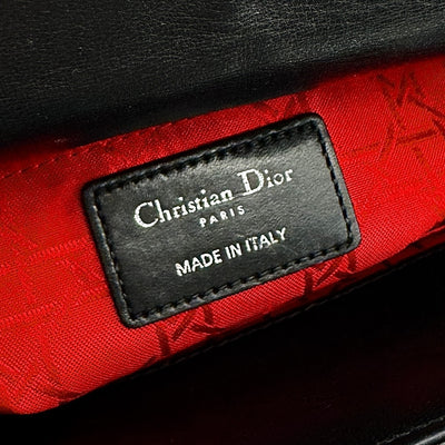 クリスチャンディオール CHRISTIAN DIOR レディディオール スモール LADY DIOR MY ABCDIOR MYABC カナージュバッグ バッグ トートバッグ ショルダーバッグ ラムスキン ブラック 黒 シルバー金具