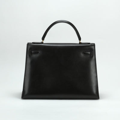 HERMES HERMES Kelly 32 Kelly 32 Bag, Tote Bag, Box Calf, Dark Brown, Brown, Gold Fittings