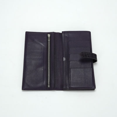 HERMES 爱马仕 B?arn soufflet Bearn soufflet 钱包长钱包长钱包鳄鱼鳄鱼紫水晶紫色紫色银金属配件异国