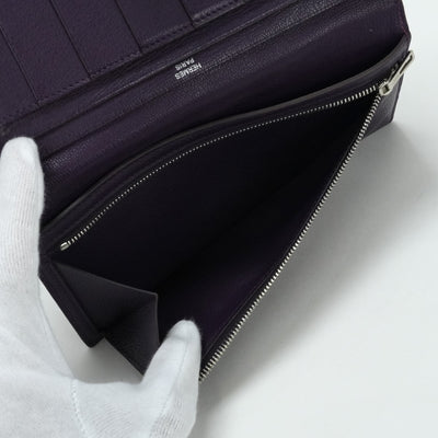 HERMES 爱马仕 B?arn soufflet Bearn soufflet 钱包长钱包长钱包鳄鱼鳄鱼紫水晶紫色紫色银金属配件异国