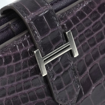 HERMES HERMES B?arn soufflet Bearn soufflet Wallet Long Wallet Long Wallet Alligator Crocodile Amethyst Purple Purple Silver Metal Exotic