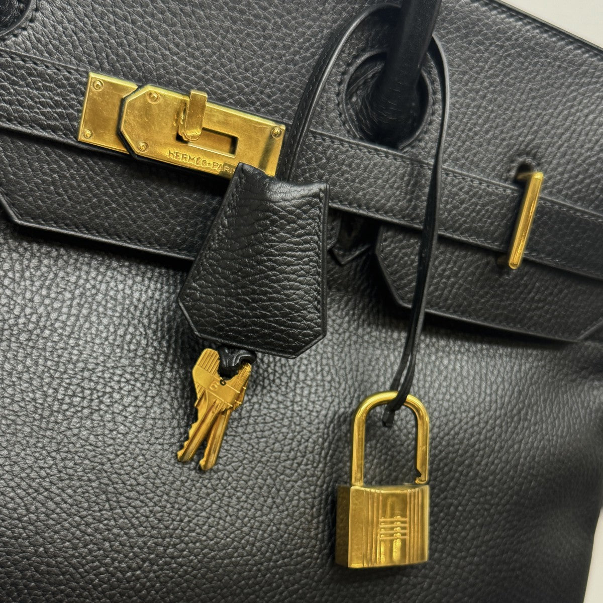 HERMES HERMES Haut ? courroies 45 Haut ? courroies 45 Bag, tote bag, Ardennes, noir, black, gold fittings