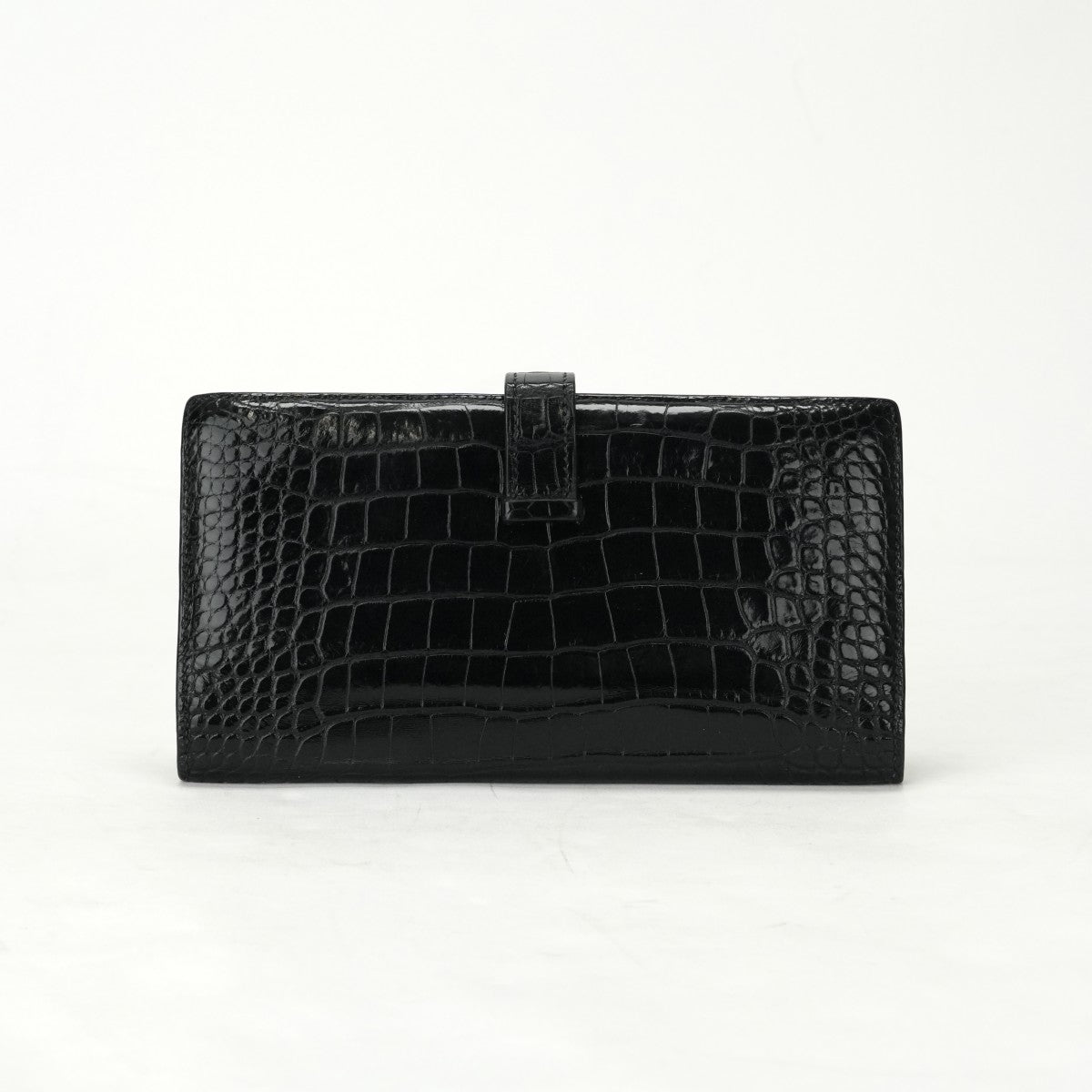 HERMES 헤르메스 Bearn classique Bearn classic 지갑 롱 지갑 롱 지갑 악어 악어 악어 검은 실버 메탈 피팅 이국