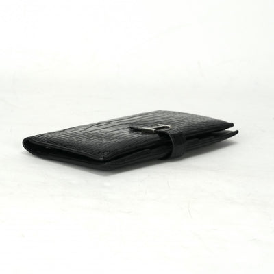 HERMES 헤르메스 Bearn classique Bearn classic 지갑 롱 지갑 롱 지갑 악어 악어 악어 검은 실버 메탈 피팅 이국