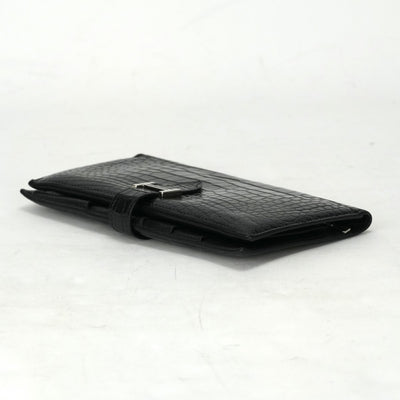 HERMES 헤르메스 Bearn classique Bearn classic 지갑 롱 지갑 롱 지갑 악어 악어 악어 검은 실버 메탈 피팅 이국
