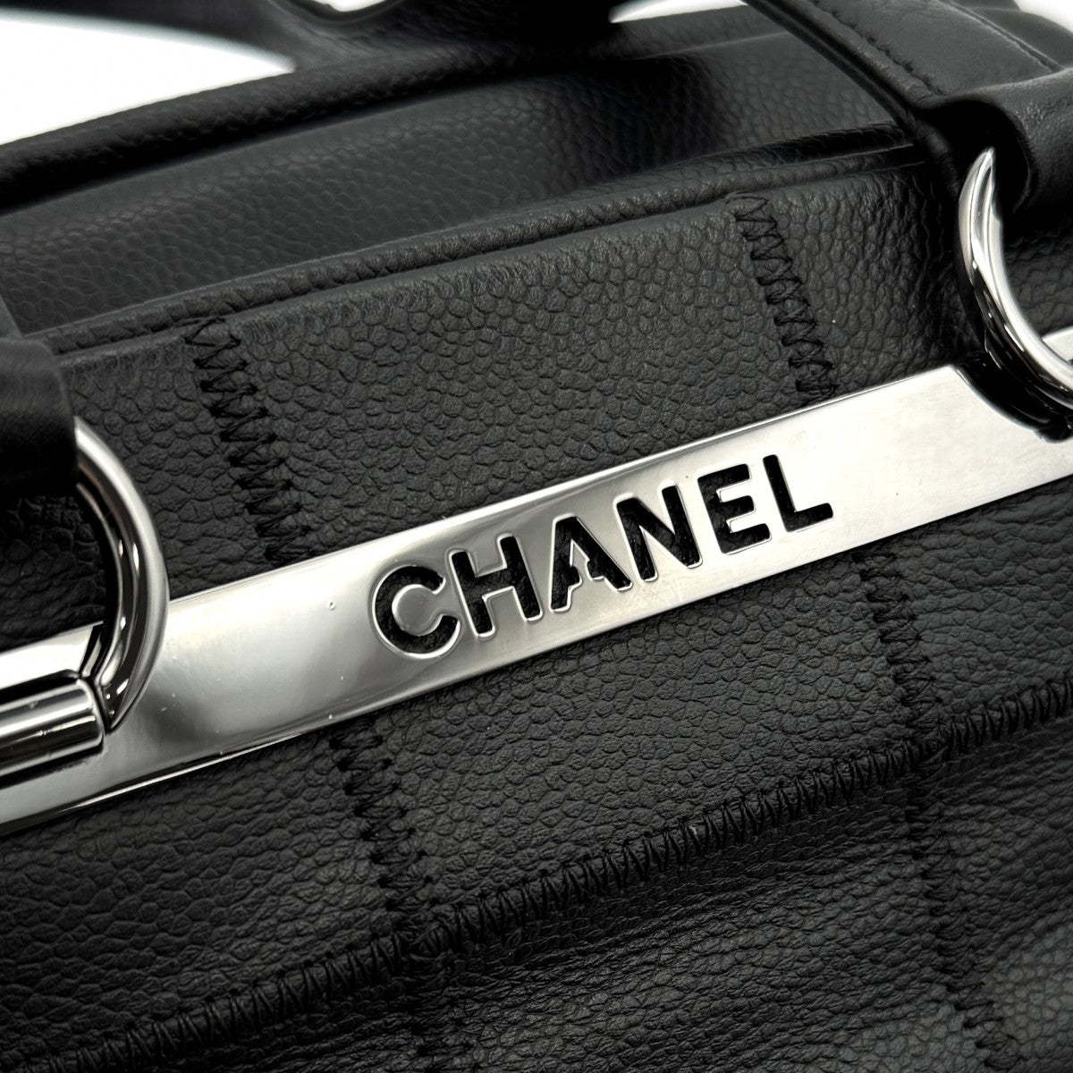 シャネル CHANEL チョコバー バッグ ショルダーバッグ キャビアスキン ブラック 黒 シルバー金具 トートバッグ ハンドバッグ