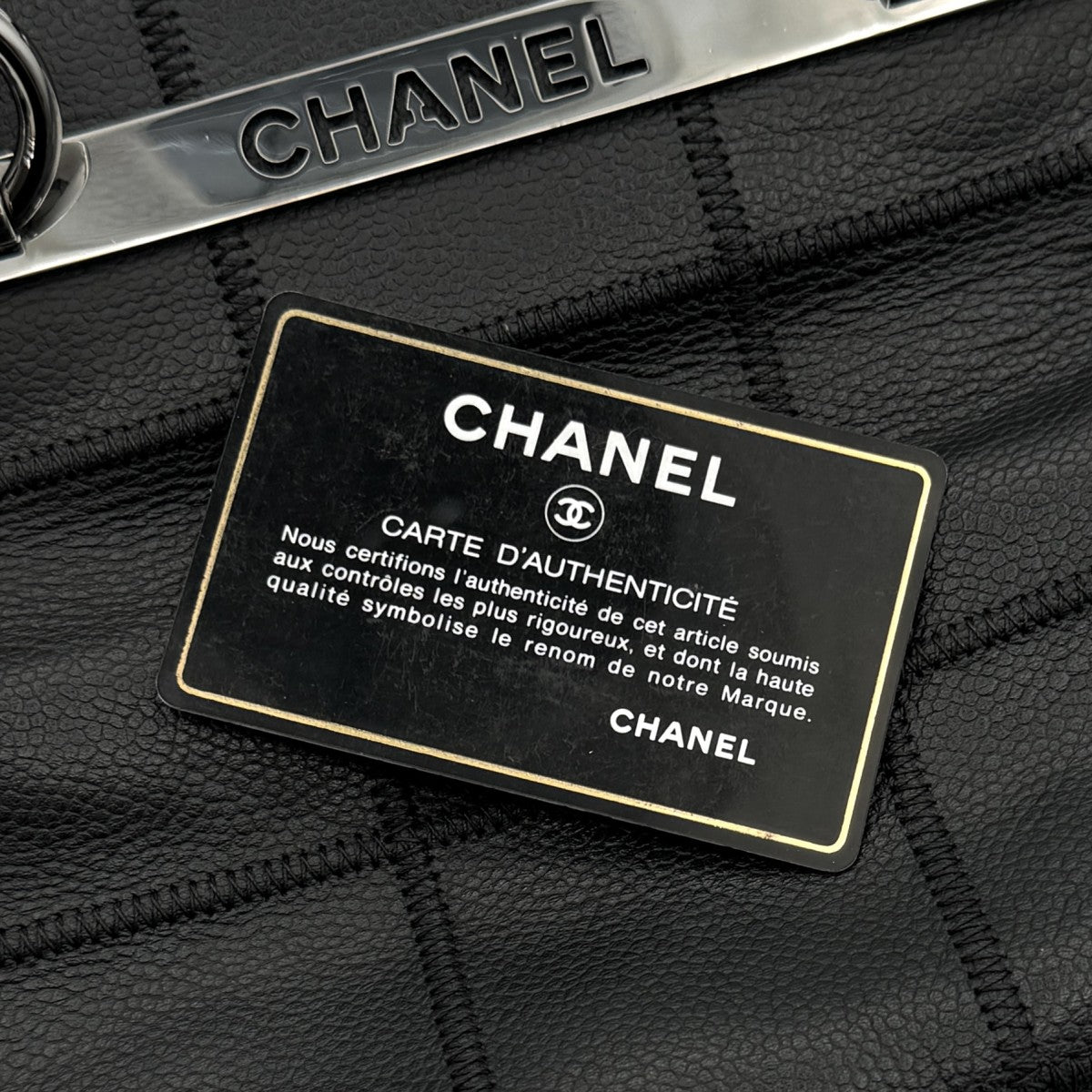 シャネル CHANEL チョコバー バッグ ショルダーバッグ キャビアスキン ブラック 黒 シルバー金具 トートバッグ ハンドバッグ