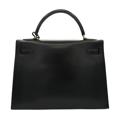 HERMES HERMES Kelly 32 Kelly 32 Bag, Tote Bag, Box Calf, Noir, Black, Gold Fittings