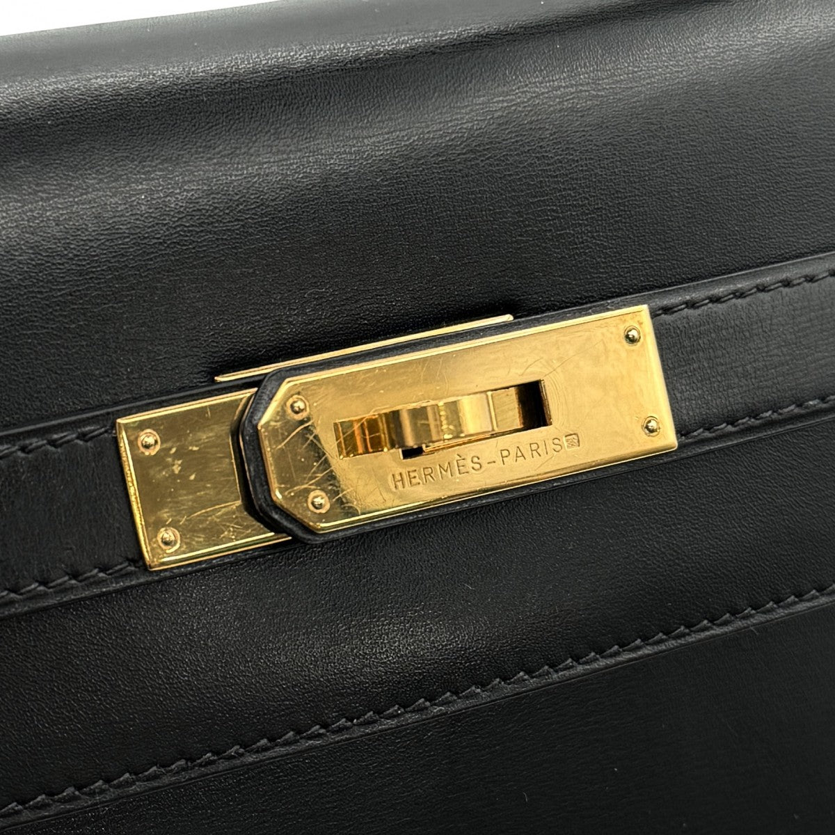 HERMES HERMES Kelly 32 Kelly 32 Bag, Tote Bag, Box Calf, Noir, Black, Gold Fittings