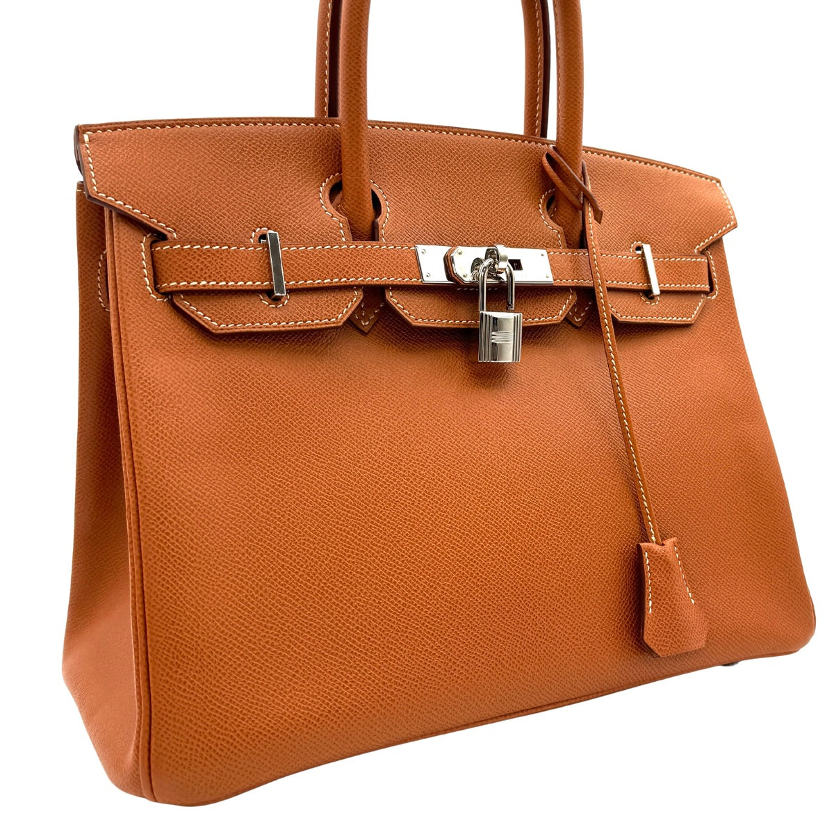 HERMES 헤르메스 Birkin 30 Birkin 30 가방, 토트 백, 엡슨, 코냑, 갈색, 갈색, 실버 피팅, Vaugh Epson