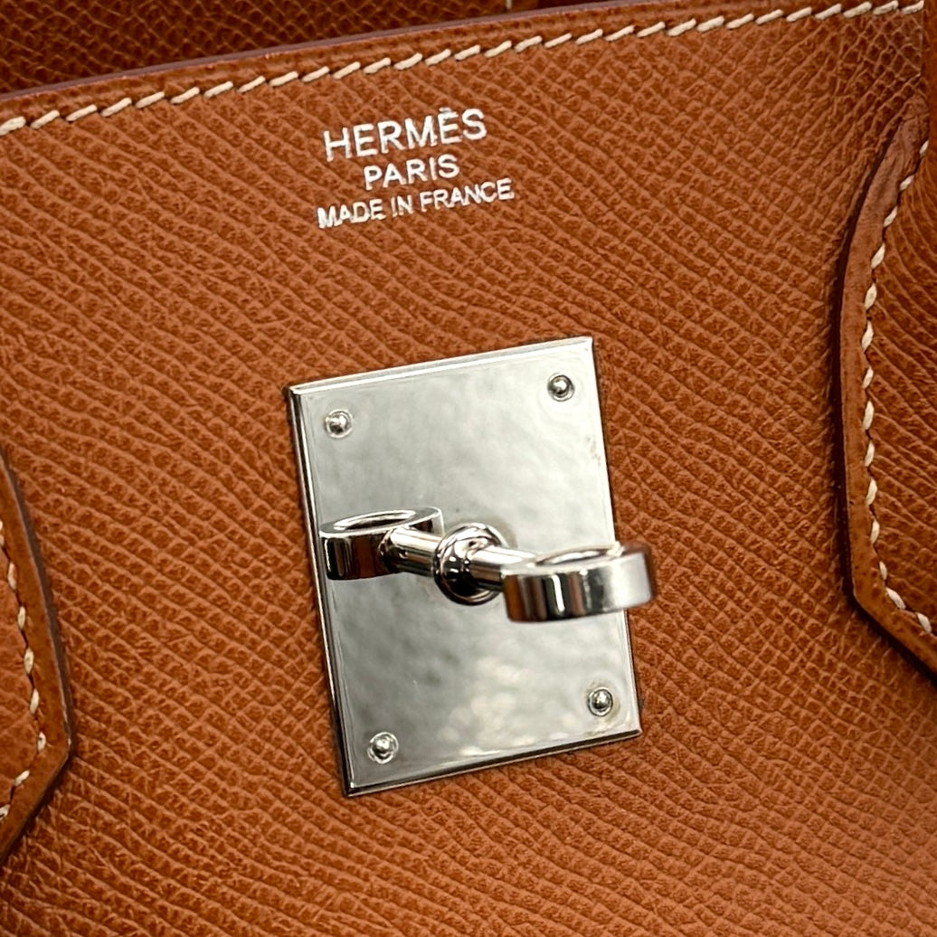 HERMES HERMES Birkin 30 Birkin 30 Bag, Tote Bag, Epson, Cognac, Brown, Brown, Silver Fittings, Vaugh Epson