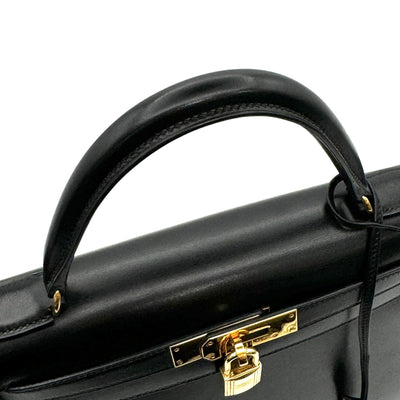 HERMES HERMES Kelly 28 Kelly 28 Bag, Tote Bag, Shoulder Bag, Box Calf, Noir, Black, Gold Fittings