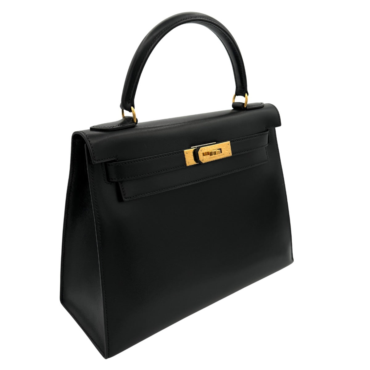 HERMES HERMES Kelly 28 Kelly 28 Bag, Tote Bag, Shoulder Bag, Box Calf, Noir, Black, Gold Fittings