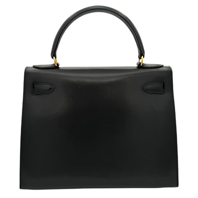 HERMES HERMES Kelly 28 Kelly 28 Bag, Tote Bag, Shoulder Bag, Box Calf, Noir, Black, Gold Fittings