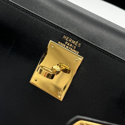 HERMES HERMES Kelly 28 Kelly 28 Bag, Tote Bag, Shoulder Bag, Box Calf, Noir, Black, Gold Fittings