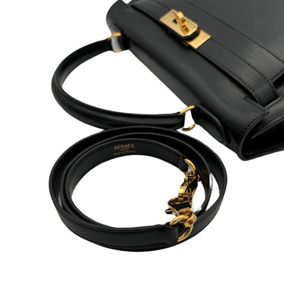 HERMES HERMES Kelly 28 Kelly 28 Bag, Tote Bag, Shoulder Bag, Box Calf, Noir, Black, Gold Fittings