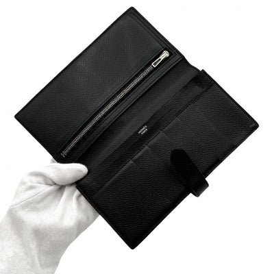 HERMES HERMES B?arn soufflet Bearn soufflet Wallet Long Wallet Epson Noir Black Silver Metal Fittings Vaugh Epson