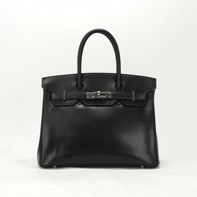 HERMES HERMES Birkin 30 Birkin 30 Bag, Tote Bag, Lise Noir, Black, Silver Fittings