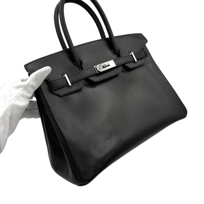 HERMES HERMES Birkin 30 Birkin 30 Bag, Tote Bag, Lise Noir, Black, Silver Fittings