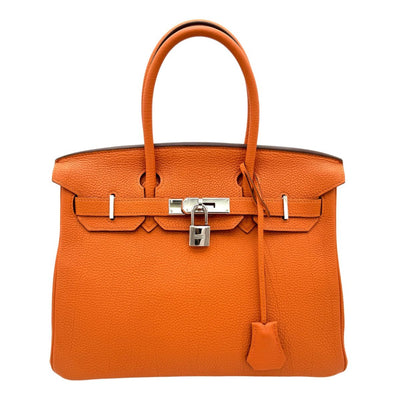 HERMES 헤르메스 Birkin 30 Birkin 30 가방, 토트 백, 토고, 오렌지, 오렌지, 실버 하드웨어