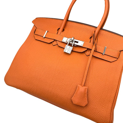 HERMES 헤르메스 Birkin 30 Birkin 30 가방, 토트 백, 토고, 오렌지, 오렌지, 실버 하드웨어