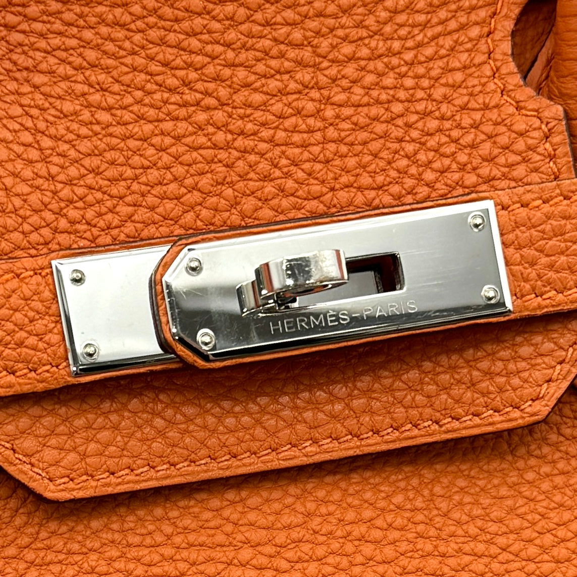 HERMES 爱马仕 Birkin 30 Birkin 30 包，手提袋，多哥，橙色，橙色，银色硬件