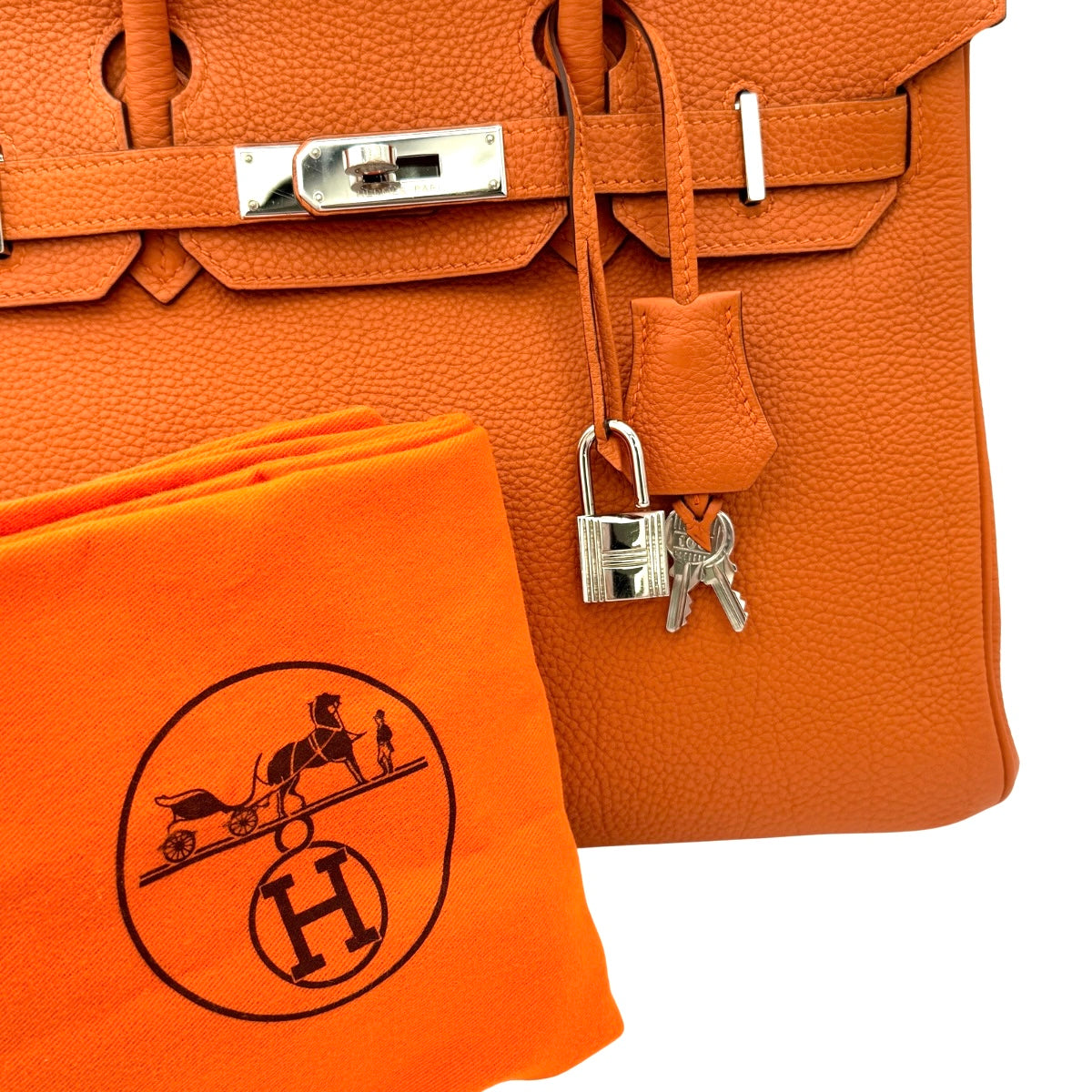 HERMES 헤르메스 Birkin 30 Birkin 30 가방, 토트 백, 토고, 오렌지, 오렌지, 실버 하드웨어