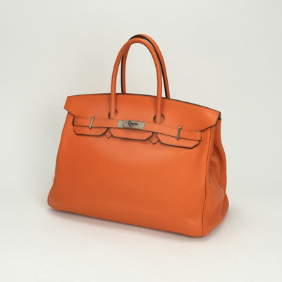 エルメス HERMES バーキン35 バーキン 35 バッグ トートバッグ スイフト オレンジ Orange シルバー金具 ハンドバッグ ヴォースイフト
