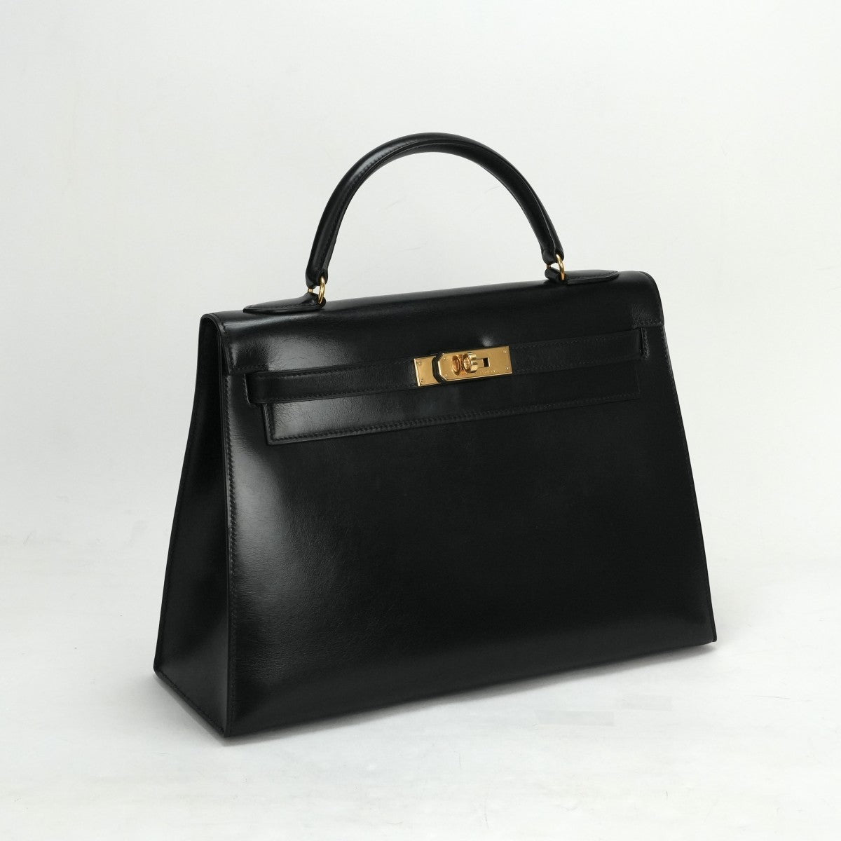 HERMES 헤르메스 Kelly 32 Kelly 32 가방, 토트 백, 상자 송아지, 느와르, 검은 색, 금 피팅