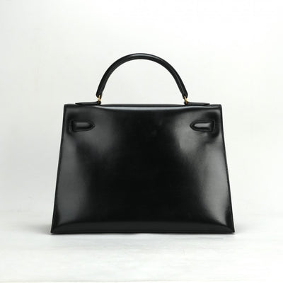 HERMES 헤르메스 Kelly 32 Kelly 32 가방, 토트 백, 상자 송아지, 느와르, 검은 색, 금 피팅