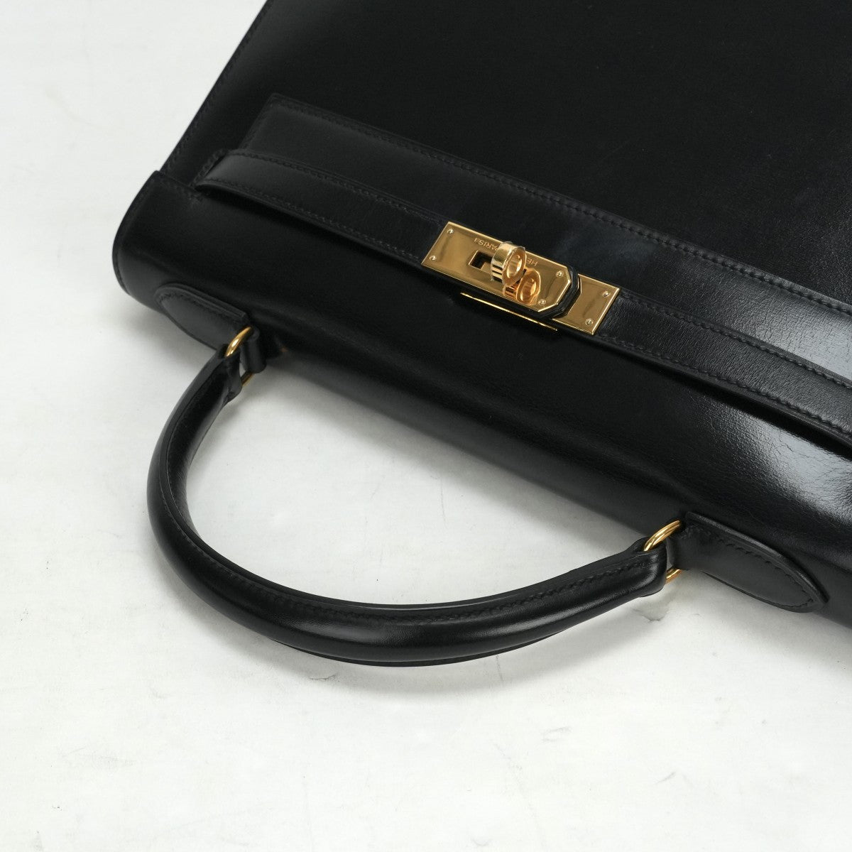 HERMES 헤르메스 Kelly 32 Kelly 32 가방, 토트 백, 상자 송아지, 느와르, 검은 색, 금 피팅