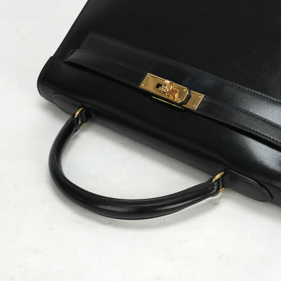 HERMES HERMES Kelly 32 Kelly 32 Bag, Tote Bag, Box Calf, Noir, Black, Gold Fittings