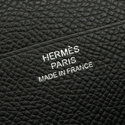 HERMES HERMES B?arn soufflet Bearn soufflet Wallet Long Wallet Epson Noir Black Silver Metal Fittings Vaugh Epson