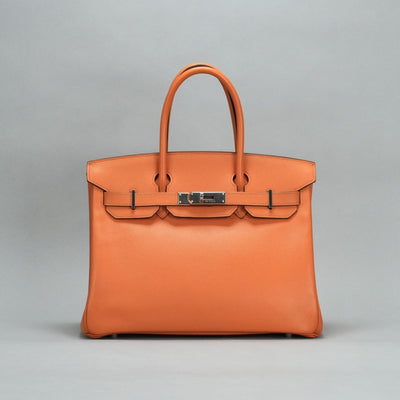 HERMES 헤르메스 Birkin 30 Birkin 30 가방 토트 백 엡슨 오렌지 실버 하드웨어 Vaugh Epson