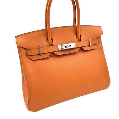 HERMES 헤르메스 Birkin 30 Birkin 30 가방 토트 백 엡슨 오렌지 실버 하드웨어 Vaugh Epson