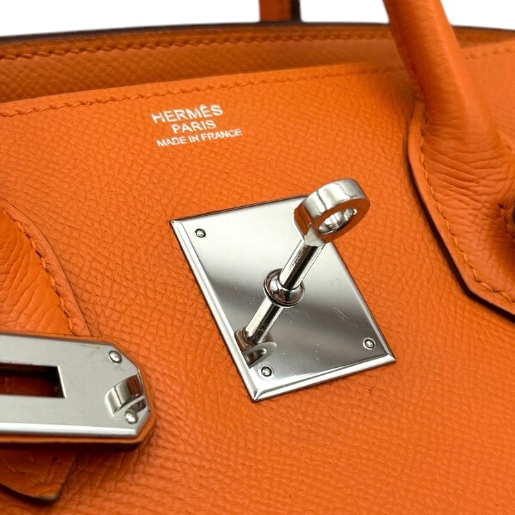 HERMES 헤르메스 Birkin 30 Birkin 30 가방 토트 백 엡슨 오렌지 실버 하드웨어 Vaugh Epson